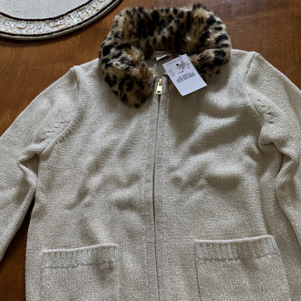 JCrew crewcuts dressy leopard cardigan NWT